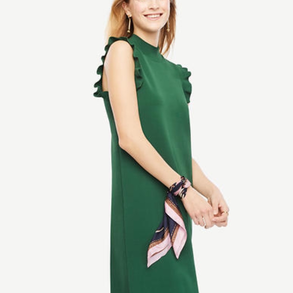 Ruffle Sleeve Mock Neck Dress